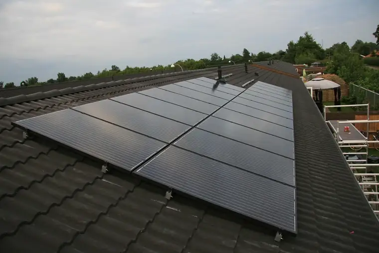 Solar panels installed on a home roof